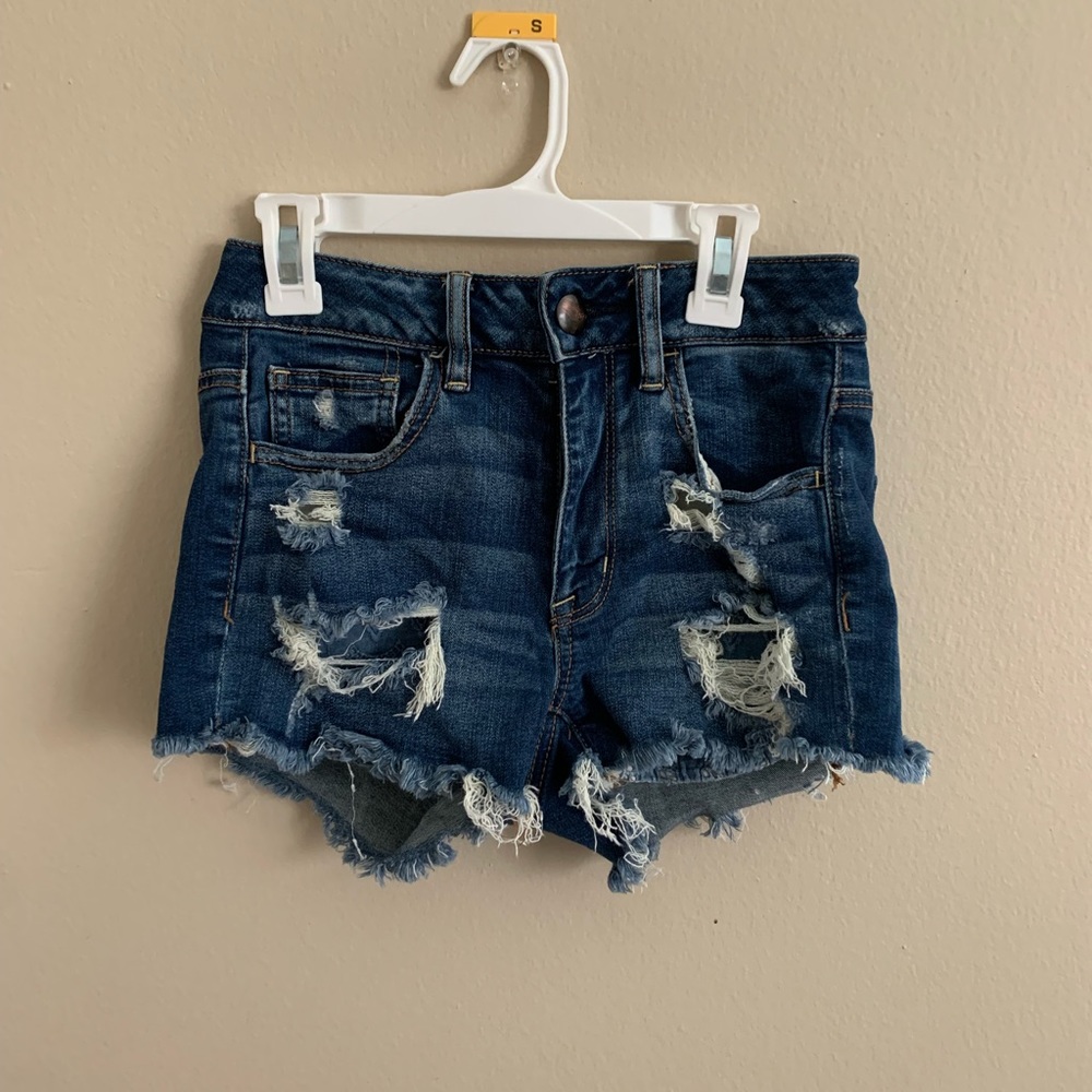 Sale AEO high waisted distressed denim shorts